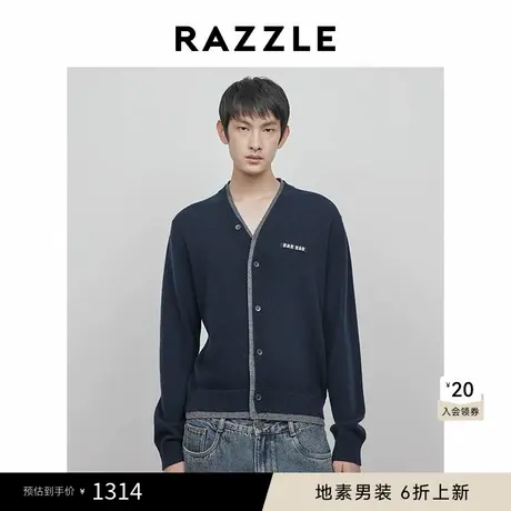 RAZZLE 地素男装深蓝色2025春季双边套头毛衣图片