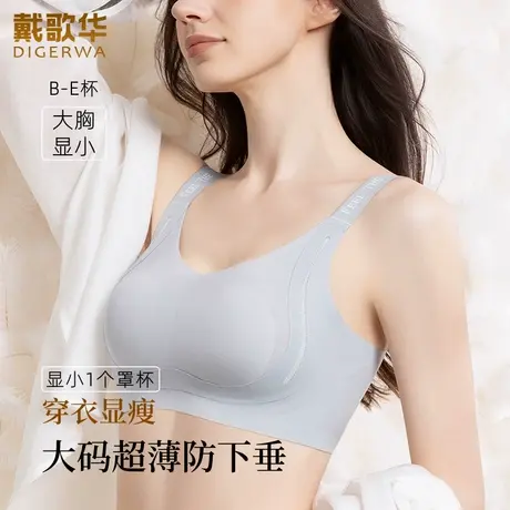 戴歌华新品粉底液隐形大胸显小内衣女薄款大码文胸罩无钢圈防下垂商品大图