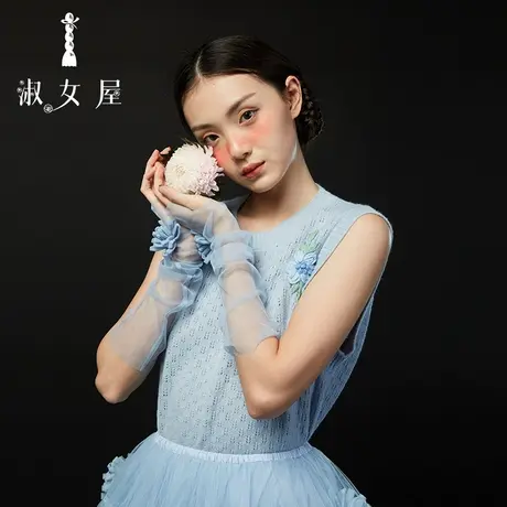 淑女屋官方旗舰店月季花公主无袖背心毛衣打底衫女2023秋冬新款图片