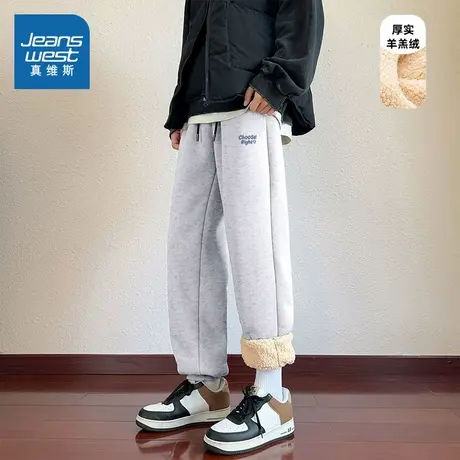 NJ真维斯男装冬季新款 初高中生青少年款休闲长裤保暖束脚裤商品大图