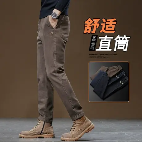 2023新款中年爸爸装工作冬裤西裤秋冬季男士修身直筒休闲裤子男款商品大图