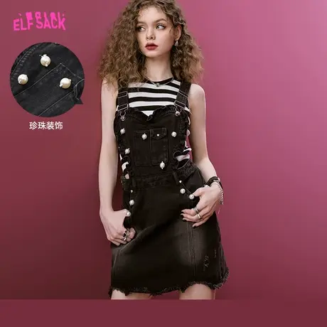 妖精的口袋珍珠美式牛仔背带裙女2023夏季新款复古小个子连衣裙潮图片