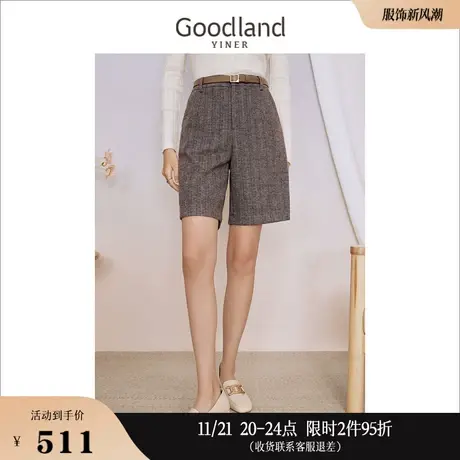 Goodland美地女装冬季法式优雅简约通勤质感休闲裤短裤商品大图
