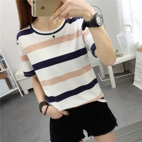 ins半袖t恤上衣短袖女2023新款韩版百搭港风学生衣服夏装打底衫商品大图