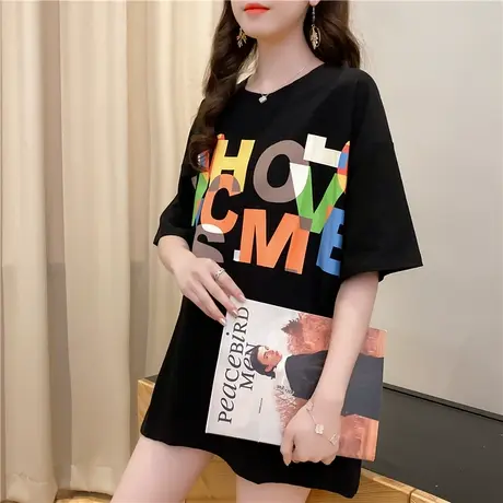 横排字母印花短袖女T恤衫2023夏季新款女装韩版半袖打底体恤百搭图片