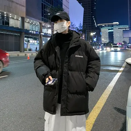 大码棉衣男冬季加厚保暖连帽青少年学生潮宽松胖子加肥加大棉服潮图片