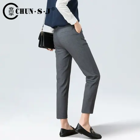 高级灰西装裤女春秋2023年新款小直筒裤高腰显瘦九分小个子烟管裤商品大图