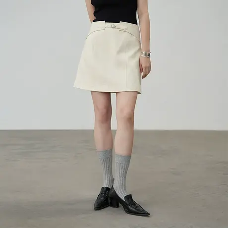 omont蛋挞家  复古设计感高腰半身裙2023新款女显瘦a字裙女短裙子图片
