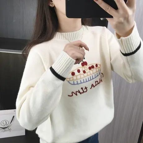 秋冬季2023新款半高领套头针织衫女装打底衫洋气减龄毛衣学生上衣图片