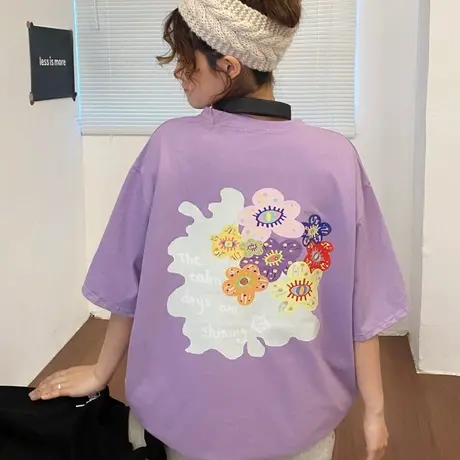 原宿风短袖t恤女2021夏季宽松韩版设计感小众chic港味上衣服ins潮商品大图