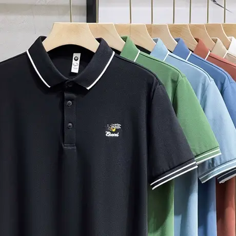 小蜜蜂刺绣polo衫男短袖冰丝光棉潮牌有领上衣服男士t恤夏季薄款商品大图