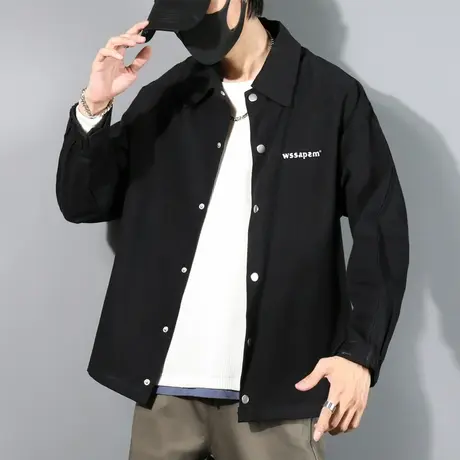 外套男加绒工装夹克牛仔春秋男士潮牌男生秋装棒球服秋季潮流上衣商品大图