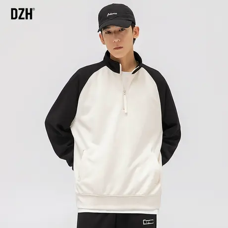 男士撞色拼接半拉链卫衣男立领春秋款潮牌长袖男装2023年新款春装商品大图