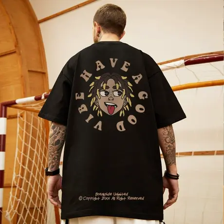 oversize美式港风潮牌大码胖子男装国潮宽松短袖T恤潮流ins半袖夏商品大图