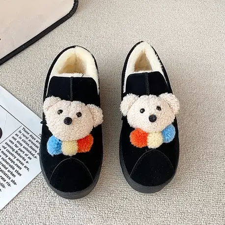 网红卡通雪地靴女2023冬新款百搭厚底加绒加厚防滑东北棉鞋面包鞋图片