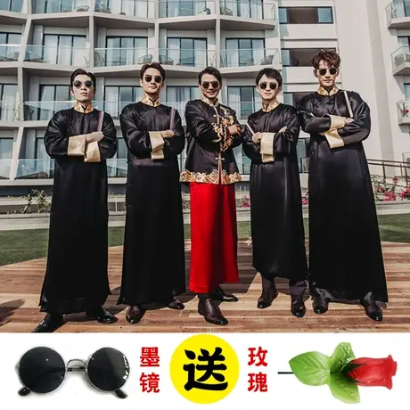 中式伴郎服结婚礼服小包总同款伴郎服装中国风婚礼马褂兄弟团礼服图片