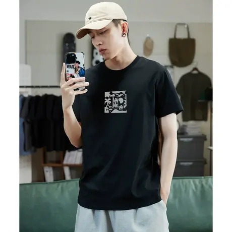 唐狮纯棉夏季短袖t恤男士潮前胸印花宽松打底衫半袖衣服内搭韩版4图片