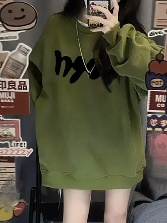 连帽卫衣女秋冬加绒加厚宽松oversize潮牌美式复古小个子无帽上衣图片