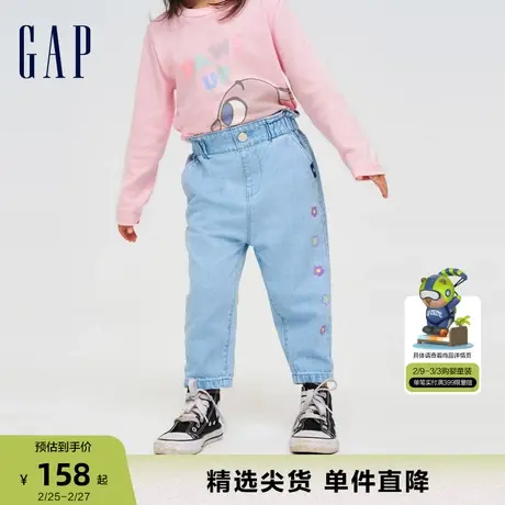 Gap女幼童春秋纯棉花苞锥形裤萝卜裤儿童装洋气舒适撒欢裤811042商品大图