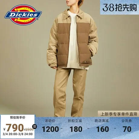 Dickies 秋冬灯芯绒面料拼接羽绒服保暖外套男女情侣 宽松棉袄商品大图
