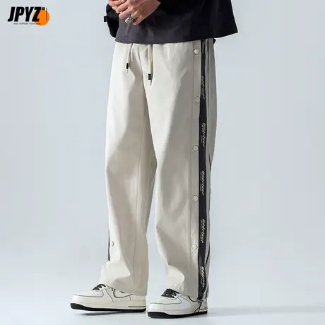 裤子男士夏季薄款2023新款潮牌束脚工装休闲长裤宽松运动排扣卫裤商品大图