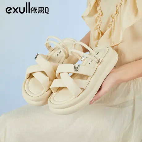 依思q小个子松糕厚底凉拖鞋2024年夏季新款两穿增高沙滩凉鞋女款商品大图