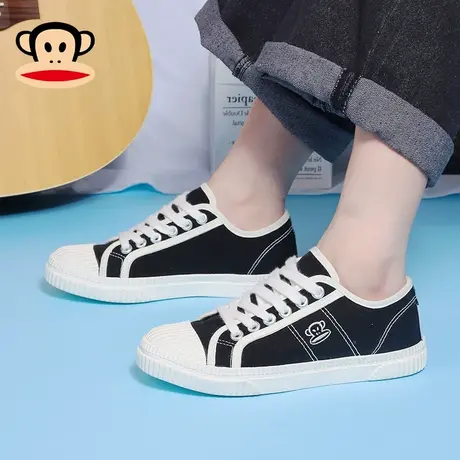 大嘴猴黑色帆布鞋女2023秋季新款春秋低帮女鞋百搭板鞋休闲鞋布鞋商品大图