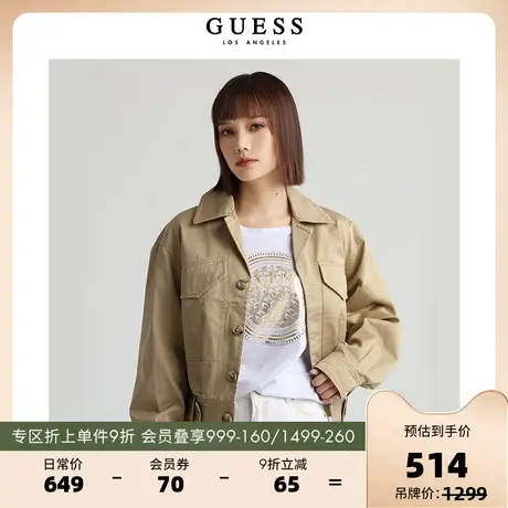 GUESS秋季女士收腰户外潮流时尚工装风休闲短外套上衣W2YL13WEPA0商品大图