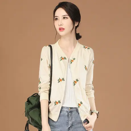 韩潮袭人立领刺绣空调衫短外套女2023夏新款长袖防晒衣棒球服薄款图片