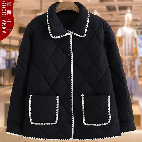 中年50岁妈妈装小香风棉衣外套洋气高贵气质加肥加大码棉服200斤图片