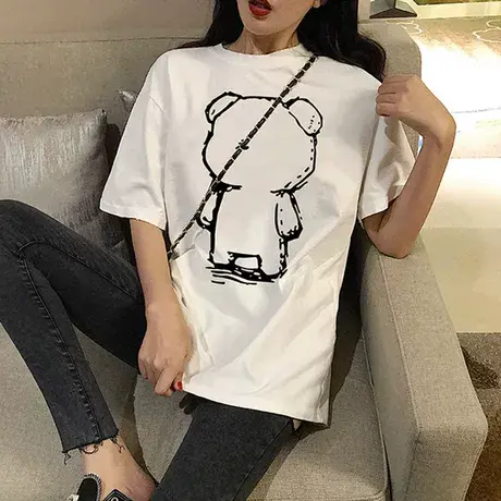 春装2023年新款女bf短袖t恤女港风宽松闺蜜装姐妹装半袖上衣ins潮商品大图