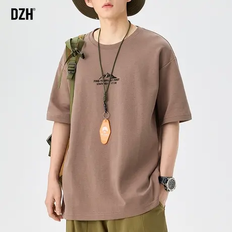 男士美式短袖t恤男重磅纯棉衣服男款2023年新款圆领体恤夏季上衣商品大图