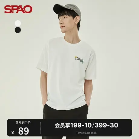 SPAO男士T恤夏季新款圆领大印花短袖T恤SPRPC24H15图片