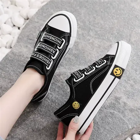 2023球鞋新款运动百搭帆布鞋女鞋子韩版休闲布鞋秋季黑色学生板鞋图片