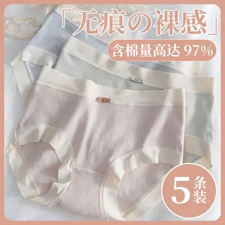 纯棉内裤女式抗菌全棉底裆中腰大码三角短裤女生少女无痕夏季薄款商品大图
