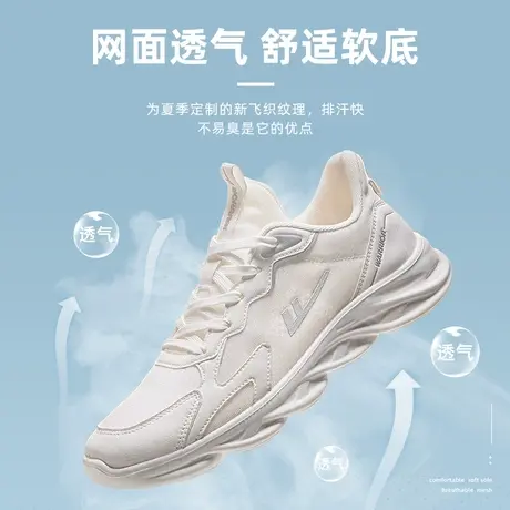 回力男鞋白色透气网面运动鞋2024新款春季软底小白鞋学生休闲鞋男商品大图