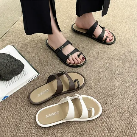 超火凉拖鞋女2024年新款夏季外穿法式软底一字拖平底海边沙滩拖鞋图片
