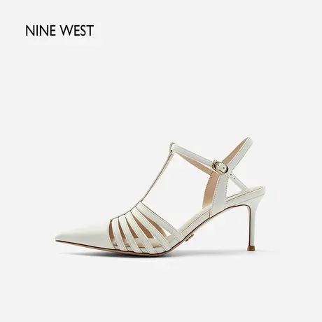 Nine West/玖熙罗马凉鞋女夏季新款牛皮法式尖头后空高跟鞋细跟商品大图