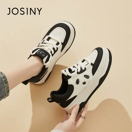 Josiny/卓诗尼厚底黑白熊猫鞋小白鞋女款2024新款春季运动休闲鞋商品大图
