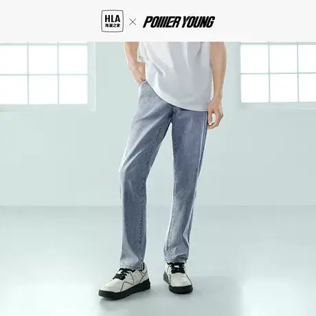 HLA/海澜之家POWER YOUNG牛仔裤2023春新直筒防水防污防油裤子图片