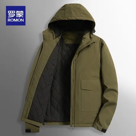 罗蒙棉服男款2023新款冬季青年防泼水宽松休闲棉衣连帽爸爸装外套图片