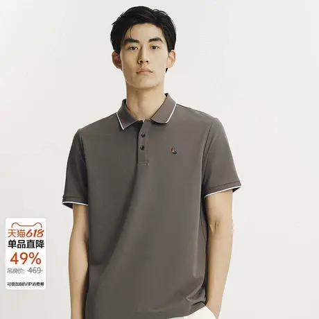 【晚心联名】太平鸟男装 60支polo衫华夫格25年凉感翻领短袖t恤&图片