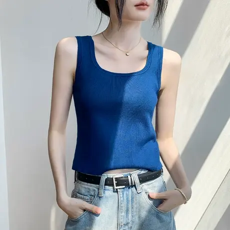 方领吊带背心女2025夏季新款修身显瘦外穿衬衫内搭打底衫无袖上衣商品大图
