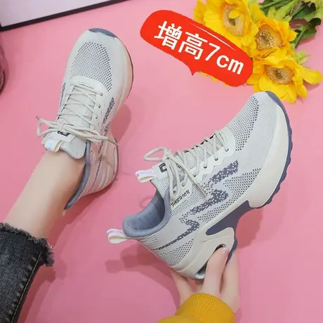 内增高鞋子7cm网面运动鞋女小码33-34厚底休闲老爹鞋春秋旅游鞋潮商品大图