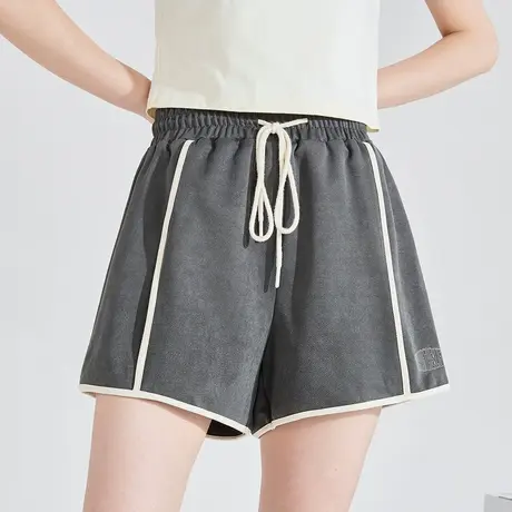唐狮夏季新款短裤女宽松运动风短裤松紧腰绑带基础休闲阔腿DK图片