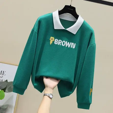 卫衣女春秋薄款2023年新款百搭宽松刺绣长袖娃娃领减龄上衣潮ins图片