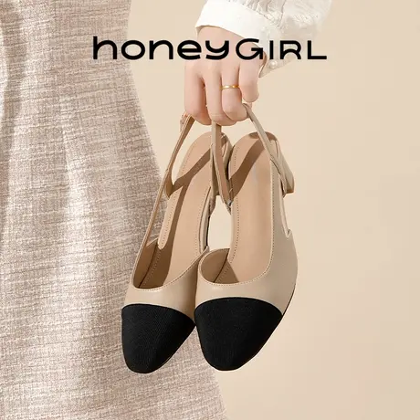 honeyGIRL2025新款夏季浅口单鞋女粗跟玛丽珍尖头气质凉鞋商品大图