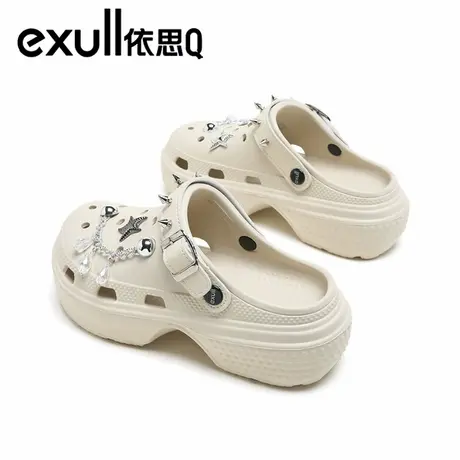exull/依思Q洞洞鞋女夏季新款外穿增高软底防滑时尚沙滩拖鞋女士图片