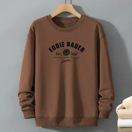 320g重磅圆领卫衣男2023新款秋冬季加绒加厚潮流印花无帽长袖t恤商品大图