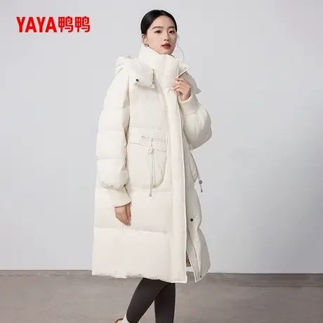 鸭鸭90鸭绒羽绒服女2025冬季新款长款加厚可拆帽保暖宽松外套J商品大图
